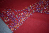 Embroidered fine wool stole 28x80 inch