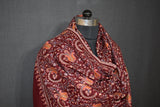 Pashmina Hand maroon embroidered shawl 40"x80"