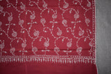 Embroidered fine wool maroon stole 28x80 inch