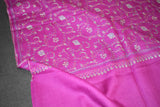 Embroidered fine wool stole 28x80 inch