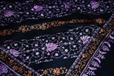 embroidered pashmina designdar black shawl 40X80 inch