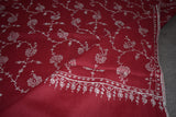 Embroidered fine wool maroon stole 28x80 inch