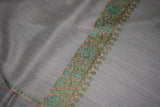 Embroidered fine wool stole 28x80 inch