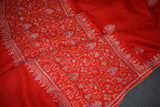 Embroidered pashmina red boti palla shawl 40X80 inch