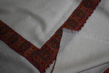 Pashmina hand embroidered white shawl 40X80 inch