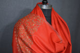 Embroidered fine wool stole 28x80 inch