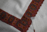 Pashmina hand embroidered white shawl 40X80 inch