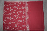 Embroidered fine wool maroon stole 28x80 inch