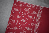 Embroidered fine wool maroon stole 28x80 inch