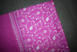 Embroidered fine wool stole 28x80 inch