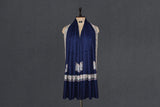 Embroidered fine wool blue stole 28x80 inch