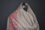 Pashmina Hand embroidered designdar shawl 40X80 inch
