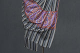 hand embroidered shawl fine wool striped 40x80 inch