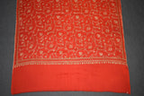 Embroidered fine wool stole 28x80 inch