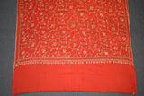 Embroidered fine wool stole 28x80 inch