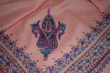 Embroidered fine wool pink stole 28x80 inch