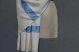 Embroidered fine wool stole 28x80 inch