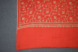 Embroidered fine wool stole 28x80 inch