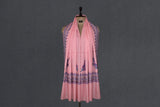 Embroidered fine wool pink stole 28x80 inch