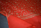 Embroidered fine wool stole 28x80 inch