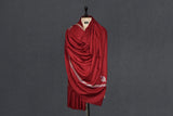 Hand embroidered pashmina shawl maroon 40X80 inch