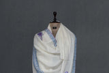 Fine wool Embroidered white shawl 40"x80"