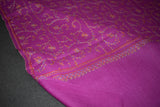 Embroidered fine wool purple stole 28x80 inch