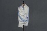 Fine wool Embroidered white shawl 40"x80"