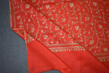 Embroidered fine wool stole 28x80 inch