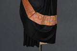 Antique pashmina trim shawl black 40x80 inch