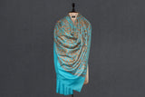 hand embroidered shawl firozi jammawar fine wool 40x80 inch