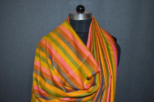 Hand woven pashmina stripe shawl 40x80 inch KOOR
