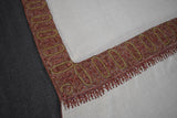 Embroidered pashmina white border shawl 40X80 inch