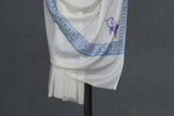 Fine wool Embroidered white shawl 40"x80"