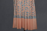 cashmere embroidered fine wool peach stole 28x80 inch