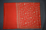 Embroidered fine wool stole 28x80 inch