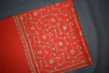 Embroidered fine wool stole 28x80 inch