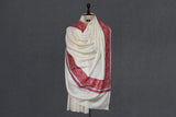 Pashmina Hand embroidered paldar white shawl 40"x80"