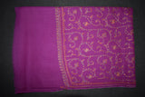 Embroidered fine wool purple stole 28x80 inch