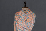 cashmere embroidered fine wool peach stole 28x80 inch