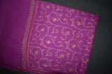 Embroidered fine wool purple stole 28x80 inch