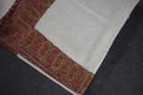 Embroidered pashmina white border shawl 40X80 inch