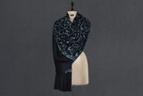 Embroidered fine wool black jall stole 28x80 inch