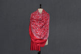 Pashmina hand embroidered red shawl 40X80 inch