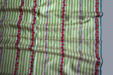 hand Embroidered stripes womens green shawl 40"x80"