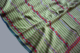 hand Embroidered stripes womens green shawl 40"x80"