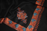 Embroidered fine wool stole 28x80 inch