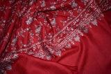 Pashmina hand embroidered red shawl 40X80 inch