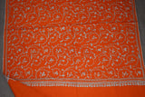 Embroidered fine wool rust stole 28x80 inch