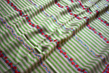 hand Embroidered stripes womens green shawl 40"x80"